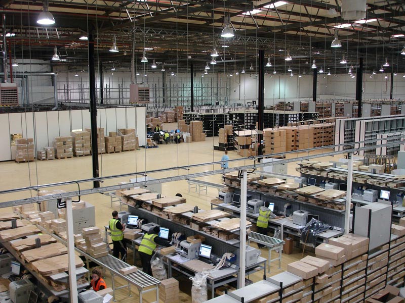 Top down view of distribution centre