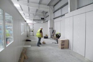 Installation of office space in warehouse