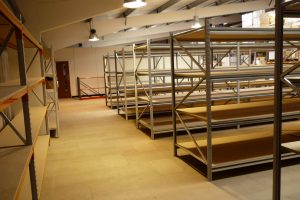Bays of longspan shelving