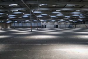 Cleared warehouse prior to racking install