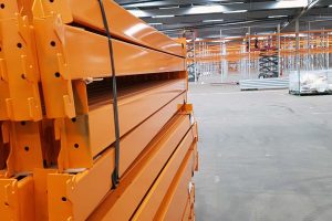 Banded racking beams prior to installation
