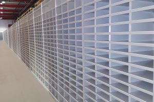 Run of perimeter returns shelving