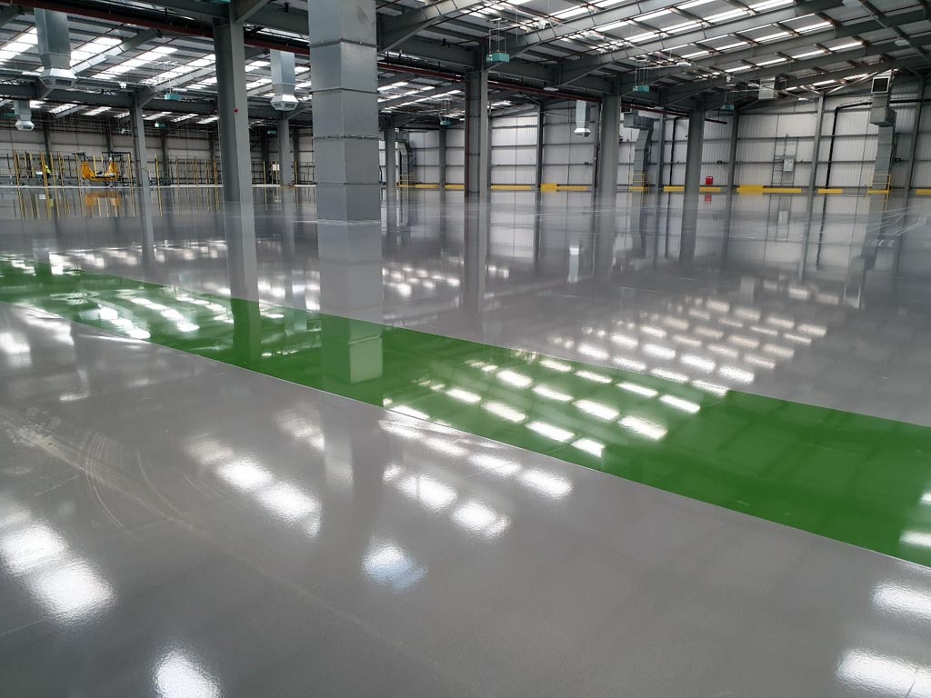 Resin warehouse floor