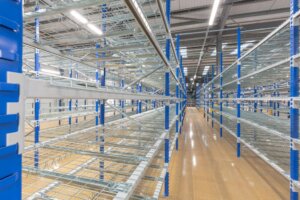 Longspan warehouse shelving on mezzanine