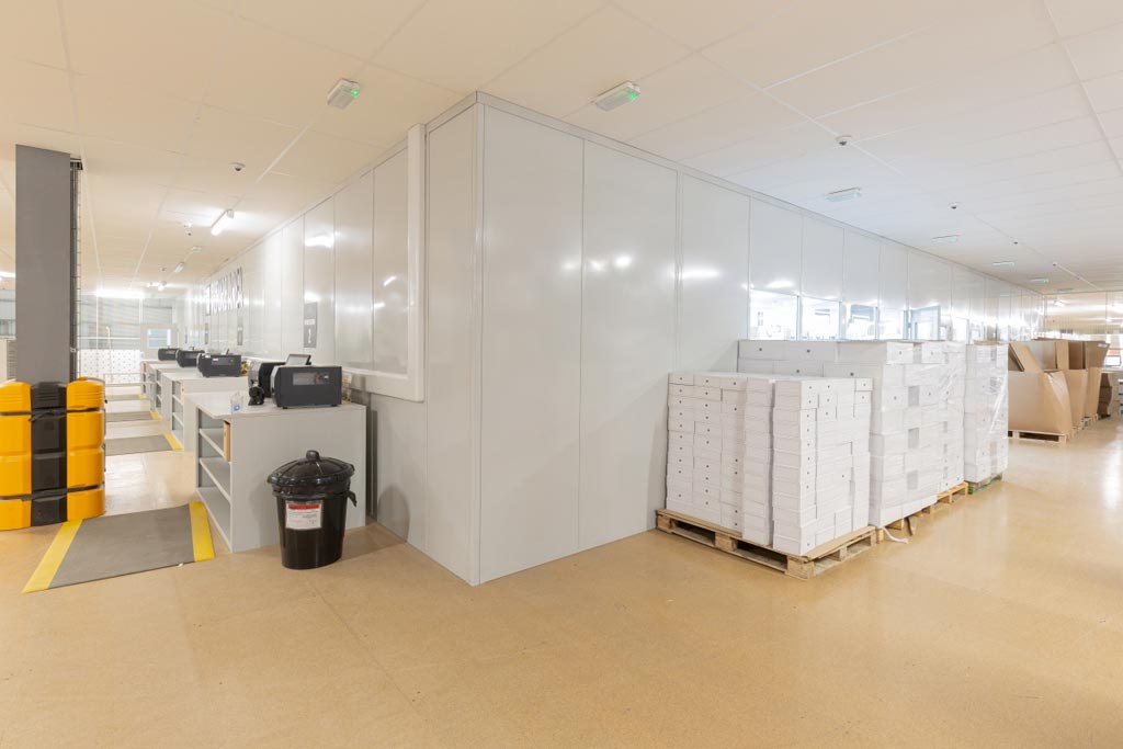 Steel Partitions to form work area on mezzanine