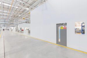 tall steel partitioned office