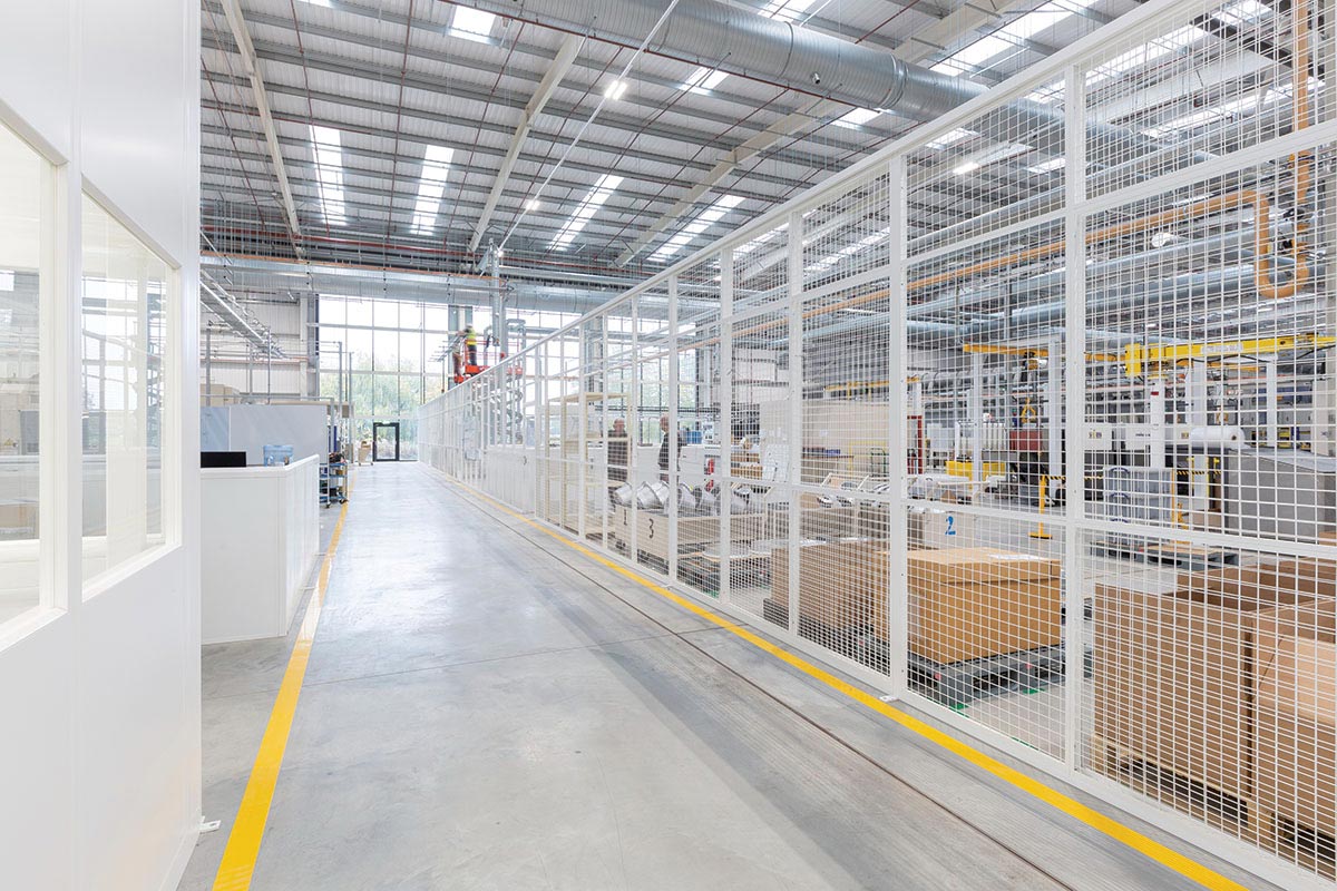mesh partitions in white