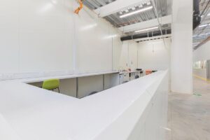 Low level break out area from steel partitioning