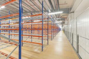 Shelving on mezzanine