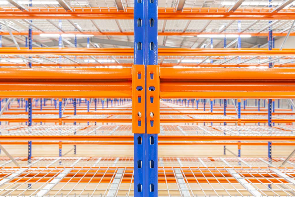 BDC Shelving in blue and orange