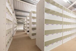 Bays of shelving