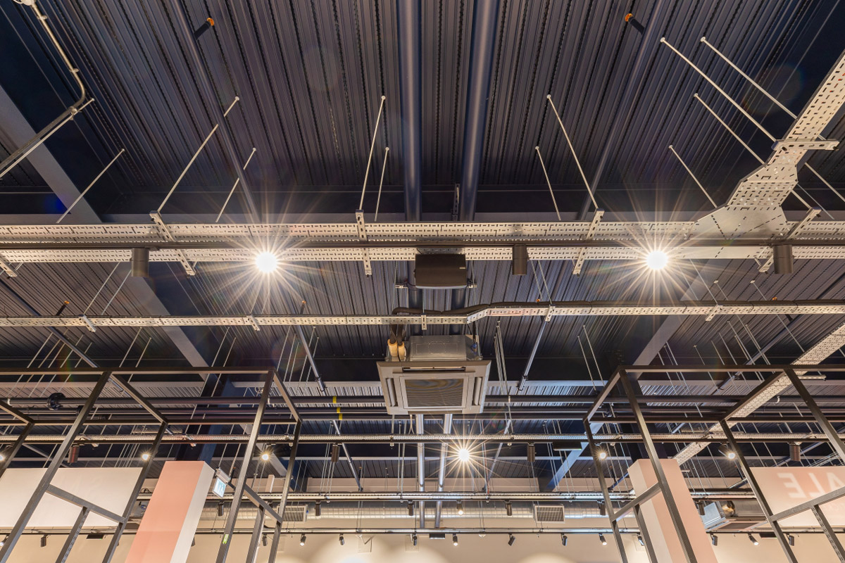 exposed services in shop ceiling