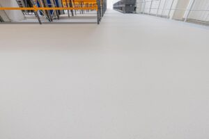 Vinyl flooring on mezzanine deck