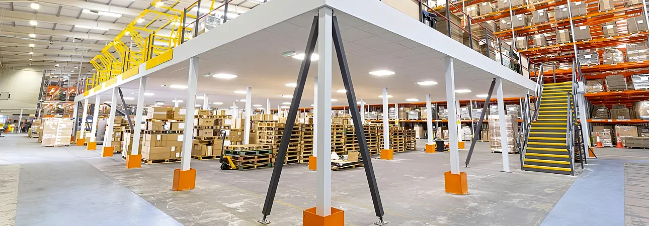 Compliance, Safety & Insurance - Avanta UK Storage mezzanine with stair access