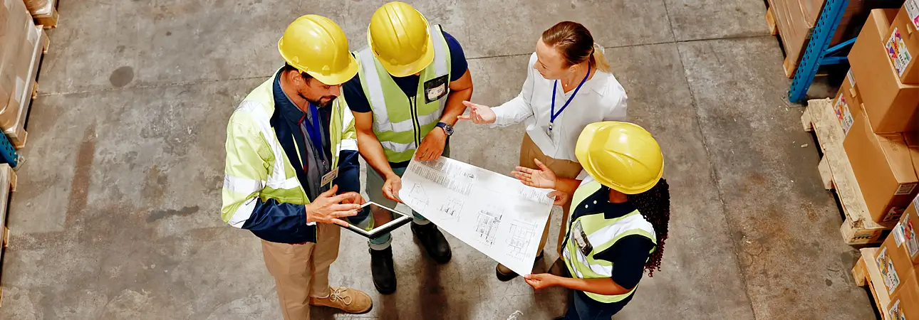 What Does a Principal Contractor Actually Do? - Avanta UK Professionals discussing warehouse construction project